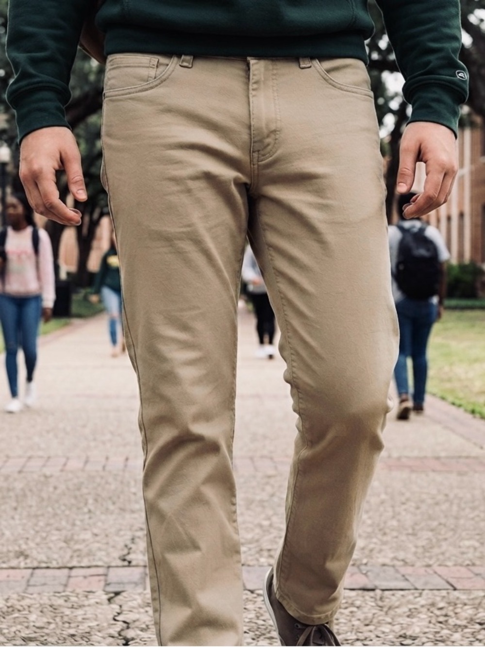 Lee Uniforms Khaki Chino Pants Mens 28x30 Beige Flat Front Work School Casual